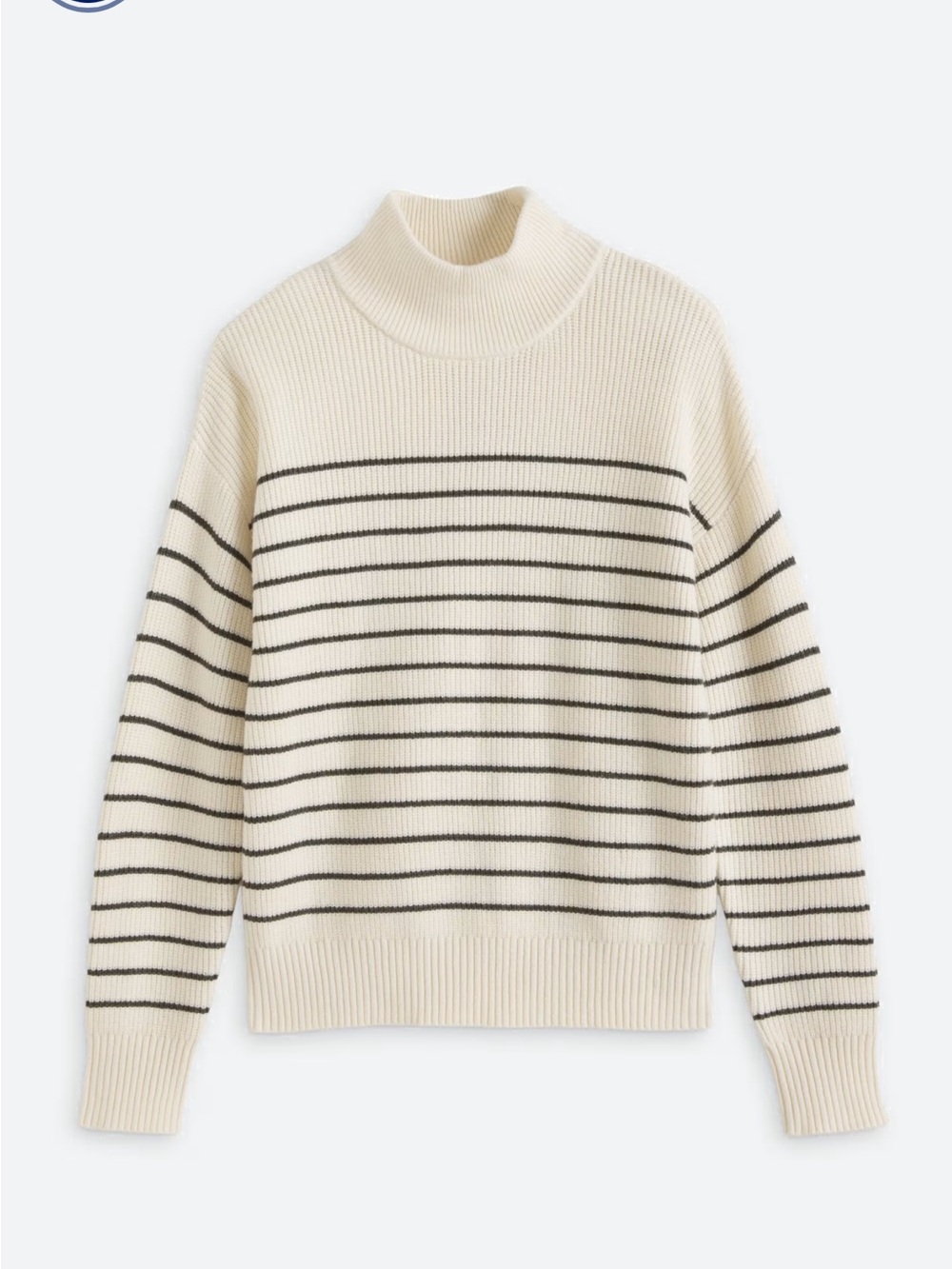 Striped Cream Turtleneck Sweater